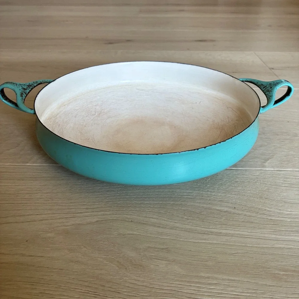 Vintage Dansk Kobenstyle Turquoise 9.5 Paella Pan MCM Enamel Denmark IHQ